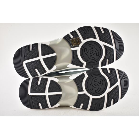 Chanel 20S Mens Grey Blue Silver White CC Logo Low Top Trainer Sneaker 44 11 - Picture 12 of 12